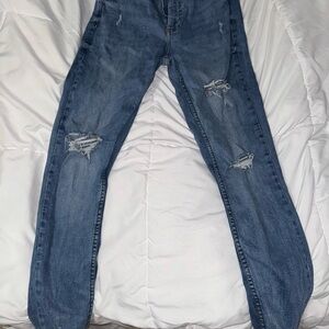 Denim&Co Blue Distressed Skinny Jeans